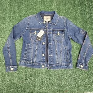 True Religion 600538 Jesse Single Needle Slim Denim Jacket Medium Wash Large